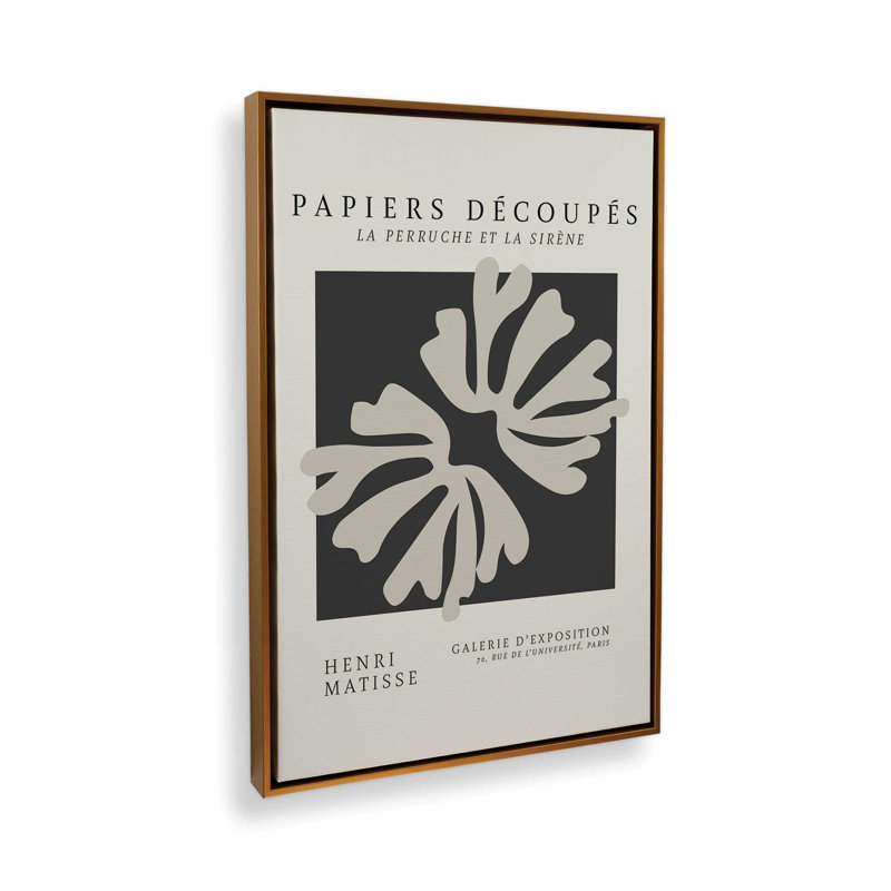 La Perruche de Matisse, H 36,75 po x l 24,75 po x P 1,75 po, Cadre flottant or poli