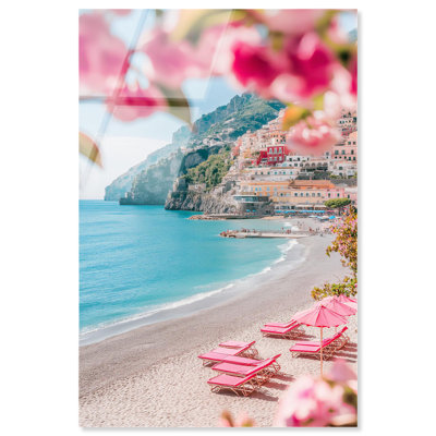Pink Umbrellas II Travel Photography Acrylic Print by Notoriart