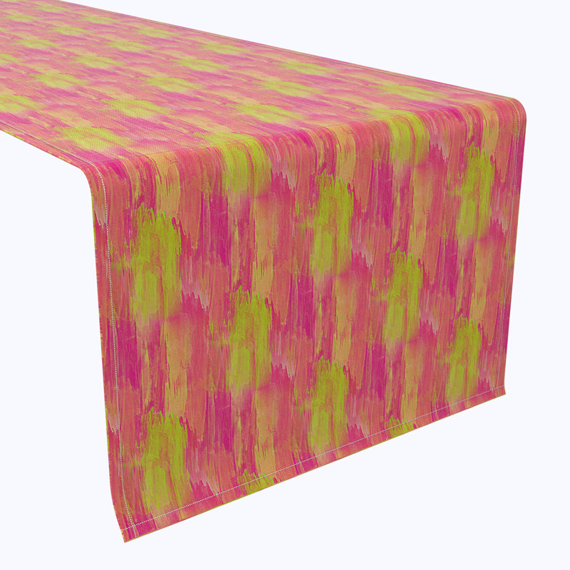 Table Runner, 100% Cotton, 16X72", Abstract Paint, 108" L x 16" W