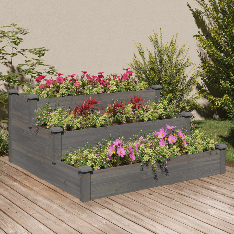 Aukje Wood Raised Garden Bed, Grey