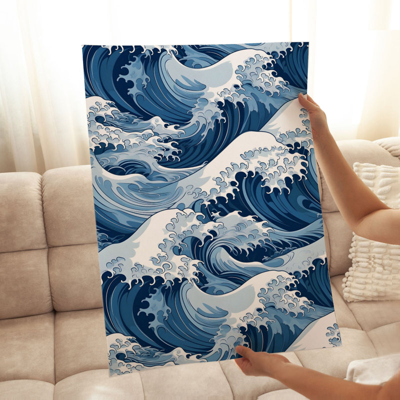 «Beach and Coastal Japanese Waves II», reproduction d'art sans cadre, H 36 po x l 24 po