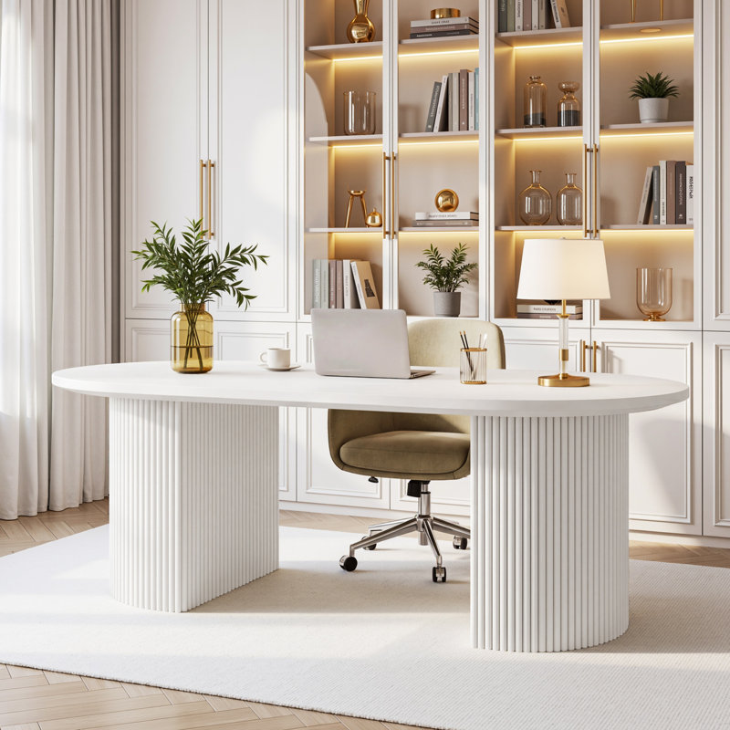 Bureau de direction moderne 63 pouces, bureau à domicile blanc