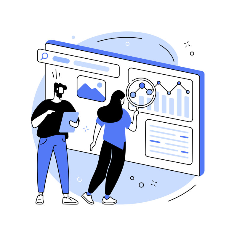 " Analytics Team Illustration ", 12" H x 12" W  