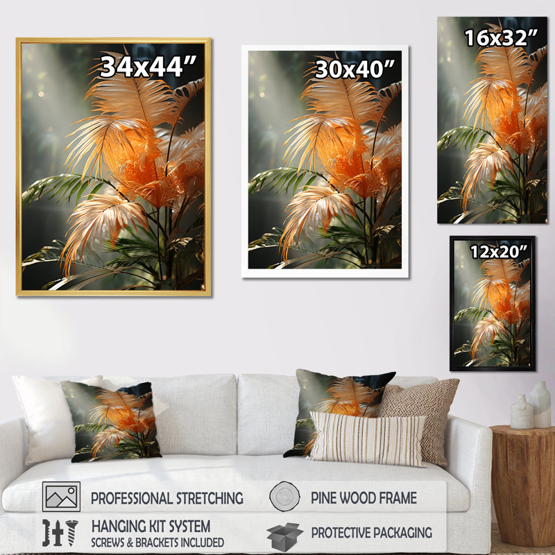 «Swaying Palms Serenade», reproduction sur toile, H 32 po x l 24 po x P 1 po, Encadrement doré