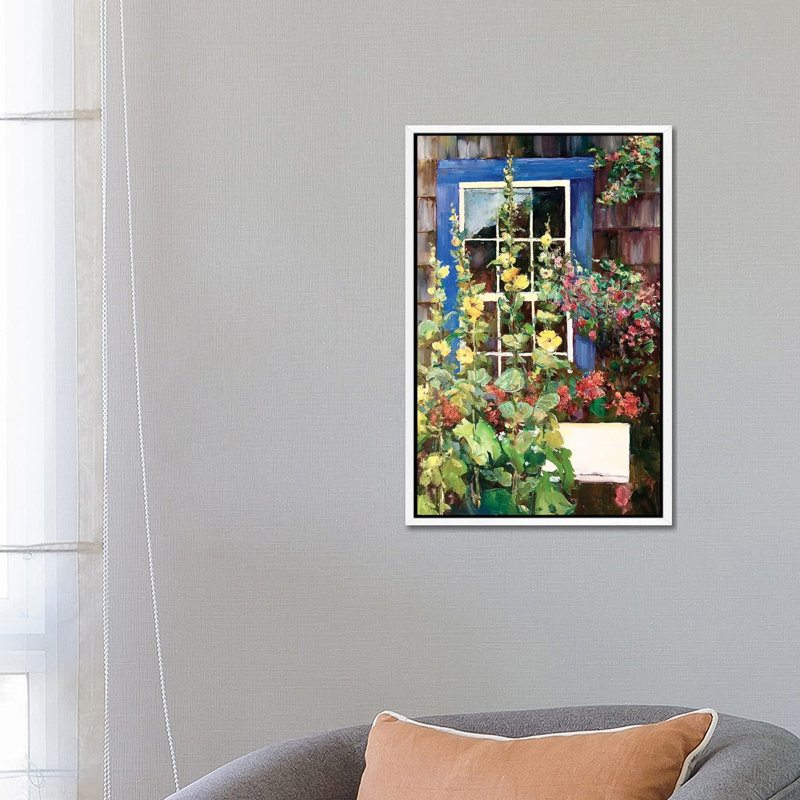 Blue Door by Catherine M. Elliott - Painting on Canvas, 66.04 cm H x 45.72 cm W, White Framed