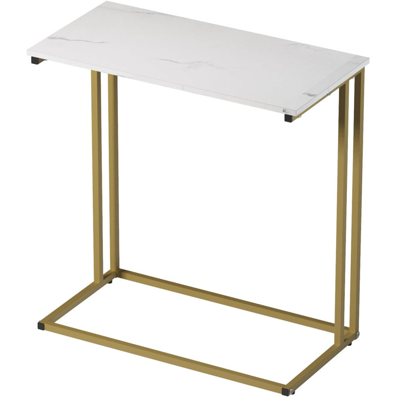 Table d'appoint en forme de C, table de bout moderne avec structure en métal, conception peu encombrante pour le salon