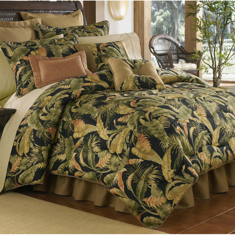 La Selva Black Standard Cotton Floral Comforter, Full