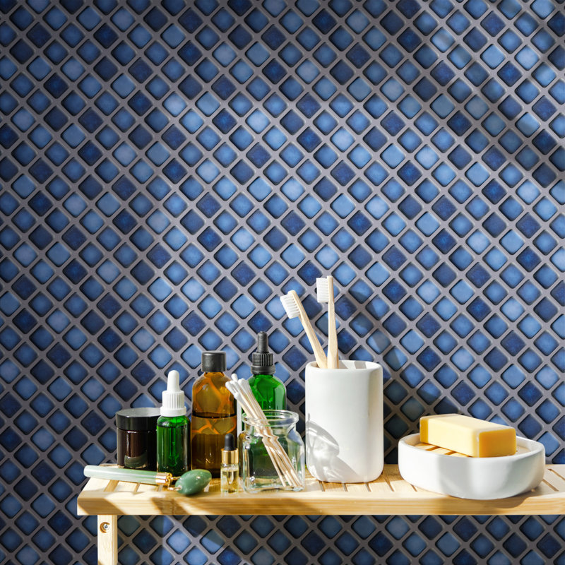 Hudson Diamond 1" x 1" Porcelain Grid Mosaic Wall & Floor Tile, Gray