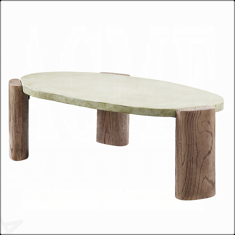 Table basse oblongue gris et chêne vieilli avec plateau durable de 40 mm, parfaite pour les espaces de vie modernes et polyvalents