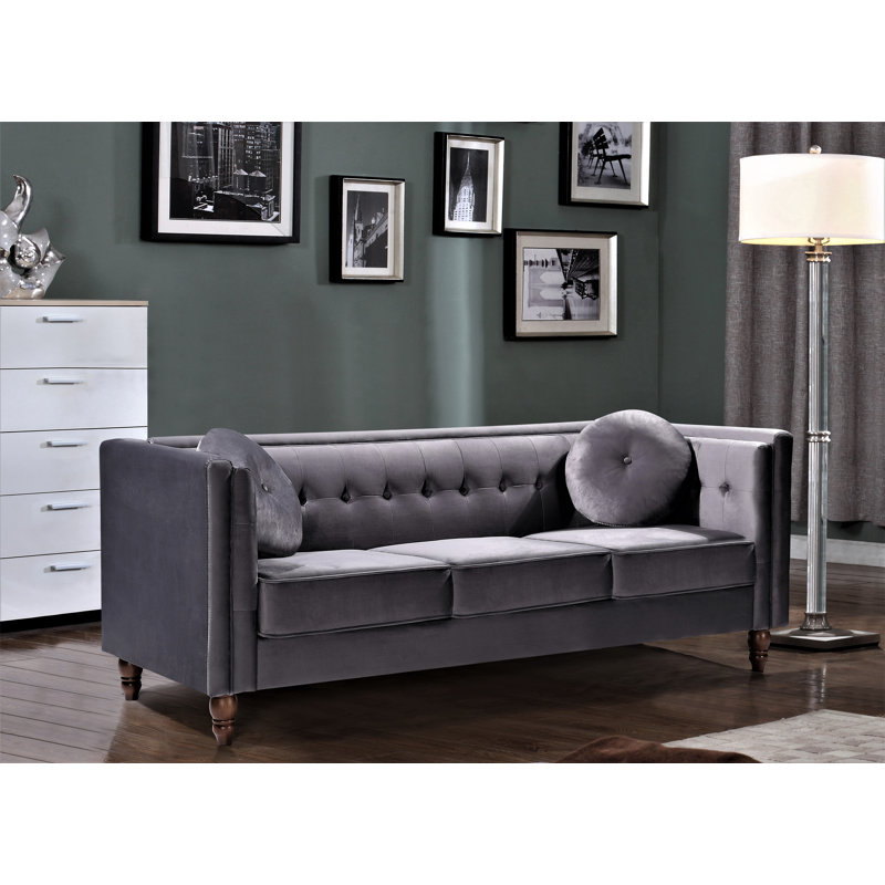 Evendale 80.7'' Velvet Sofa, Gray