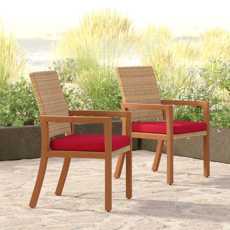 Milana 7 Piece Dining Set, Canvas Jockey Red Sunbrella® Canvas