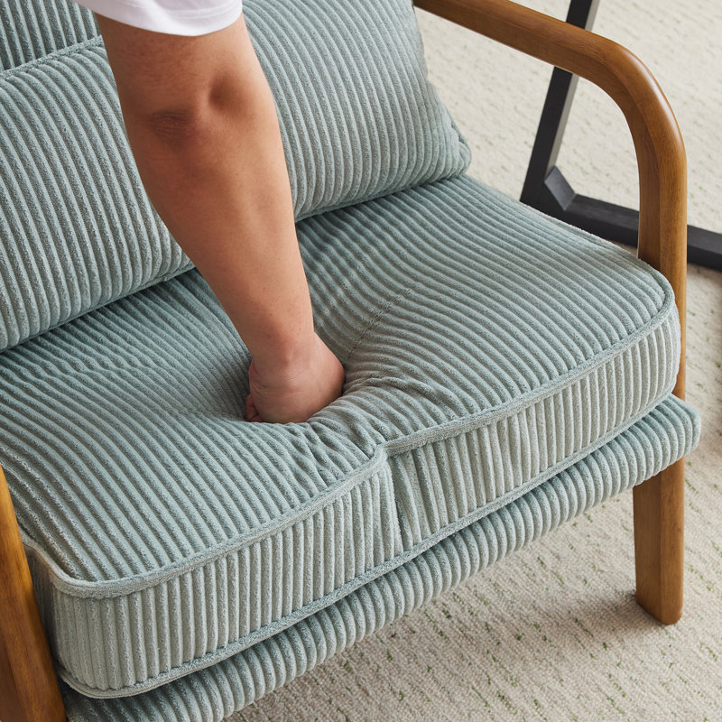 Upholstered Armchair, Teal Corduroy