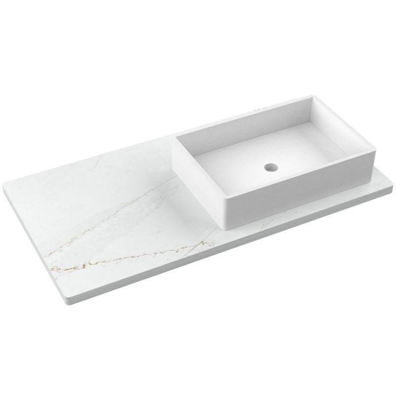 Gilded Single Right Bath Floating Vanity, Smoked Modern, 42"
