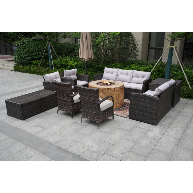 9 - Person Patio Conversation Set with Cushions