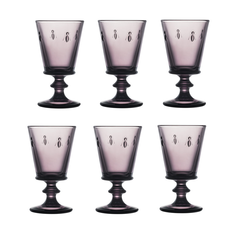La Rochere Napoleon Bee Aubergine 9 Oz. Wine Glass, Set Of 6.