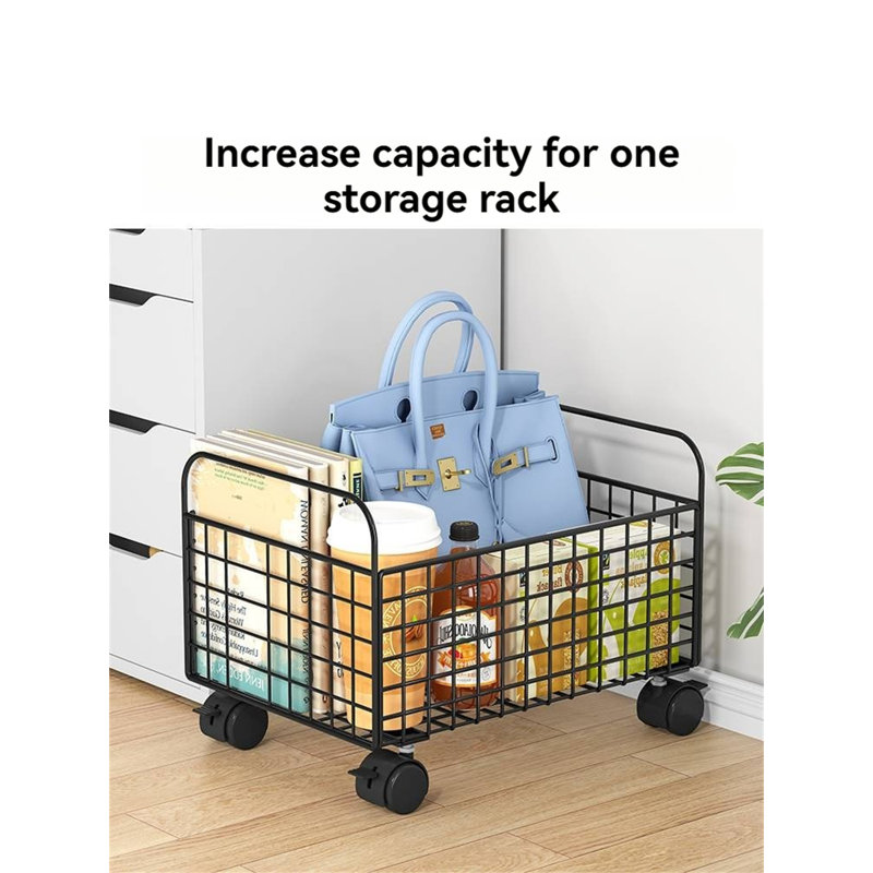 Nedyu 11.81'' H x 18.9'' W Book Cart with Wheels