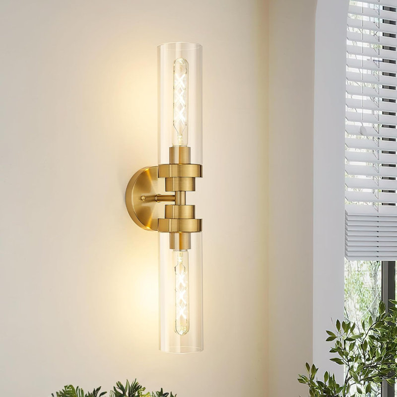 Hardwired Wall Sconces With Glass Shades, Modern Bathroom And Hallway Lighting Fixtures, Durable Metal Construction, E26 Heat-Resistant Sockets (Bulbs Not Included)