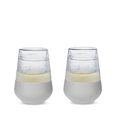 Glass FREEZE Wine Cooling Cup in Gray, Set of 2