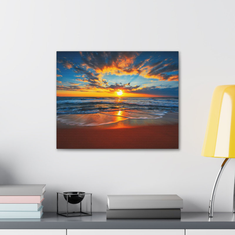 «Sunrise On The Beach Ocean», art mural sur toile