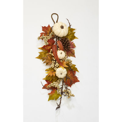 26" Artificial Fall White Gourd Teardrop