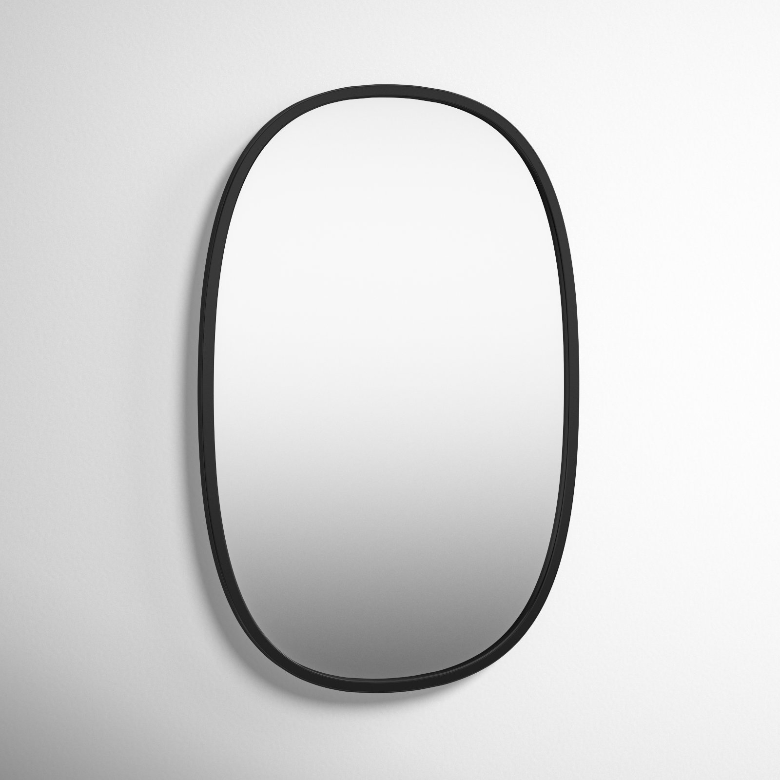 Sabine Metal Curved Oval Wall Mirror, 30" x 20", Black