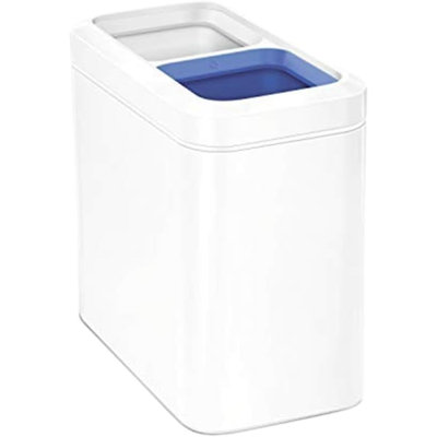 20 Liter 5.3 Gallon Dual Compartment Slim Open Top Recycling Trash Can Commercial Grade Heavy Gauge Stainless Steel
