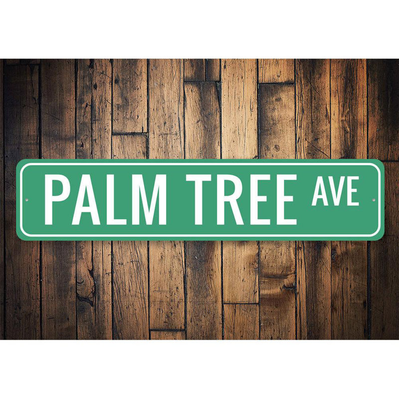 Enseigne en aluminium Palm Tree Avenue, H 6 po x l 24 po x P 0,063 po
