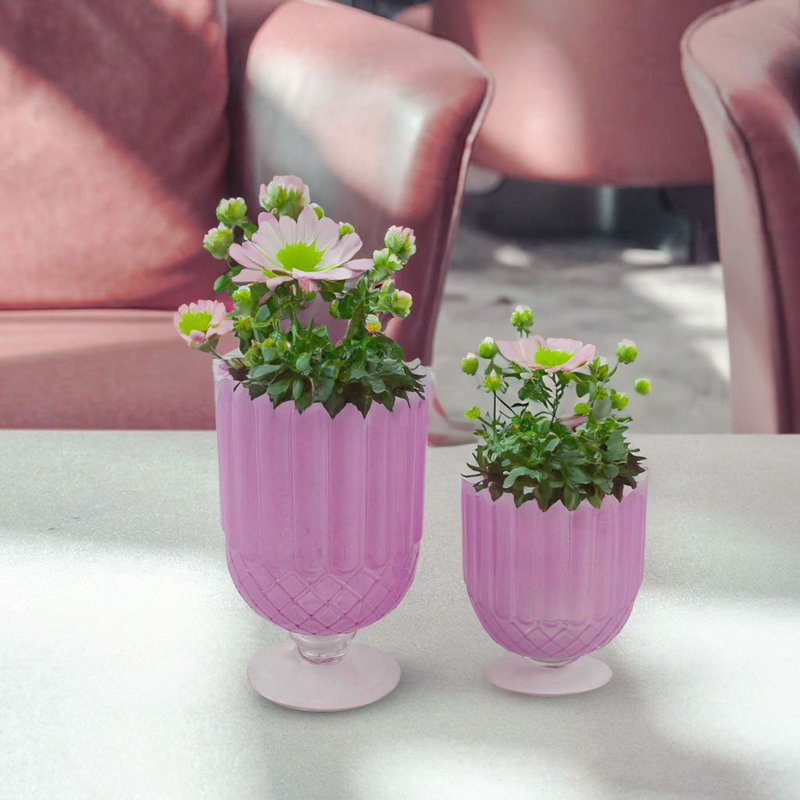 Vase de table en verre Cerys, Rose