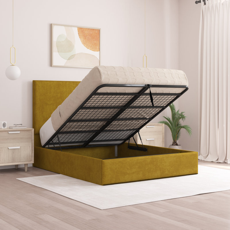 Bibian Upholstered Ottoman Storage Bed, Turmeric, Super King (6')