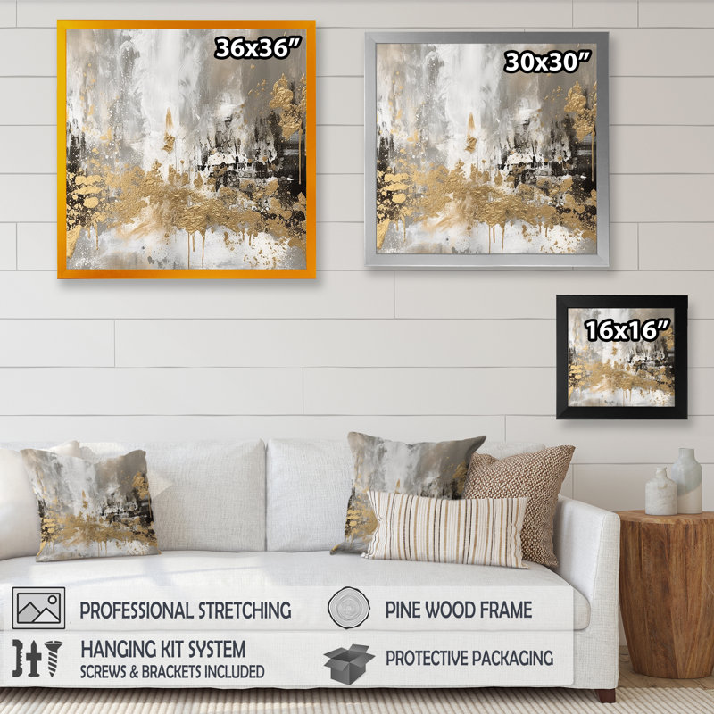 Ivy Bronx Demetry Modern Golden Abstract On Canvas Print & Reviews ...