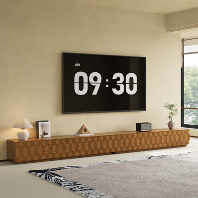 142" Brown Wood Grain Combination Tv Cabinet