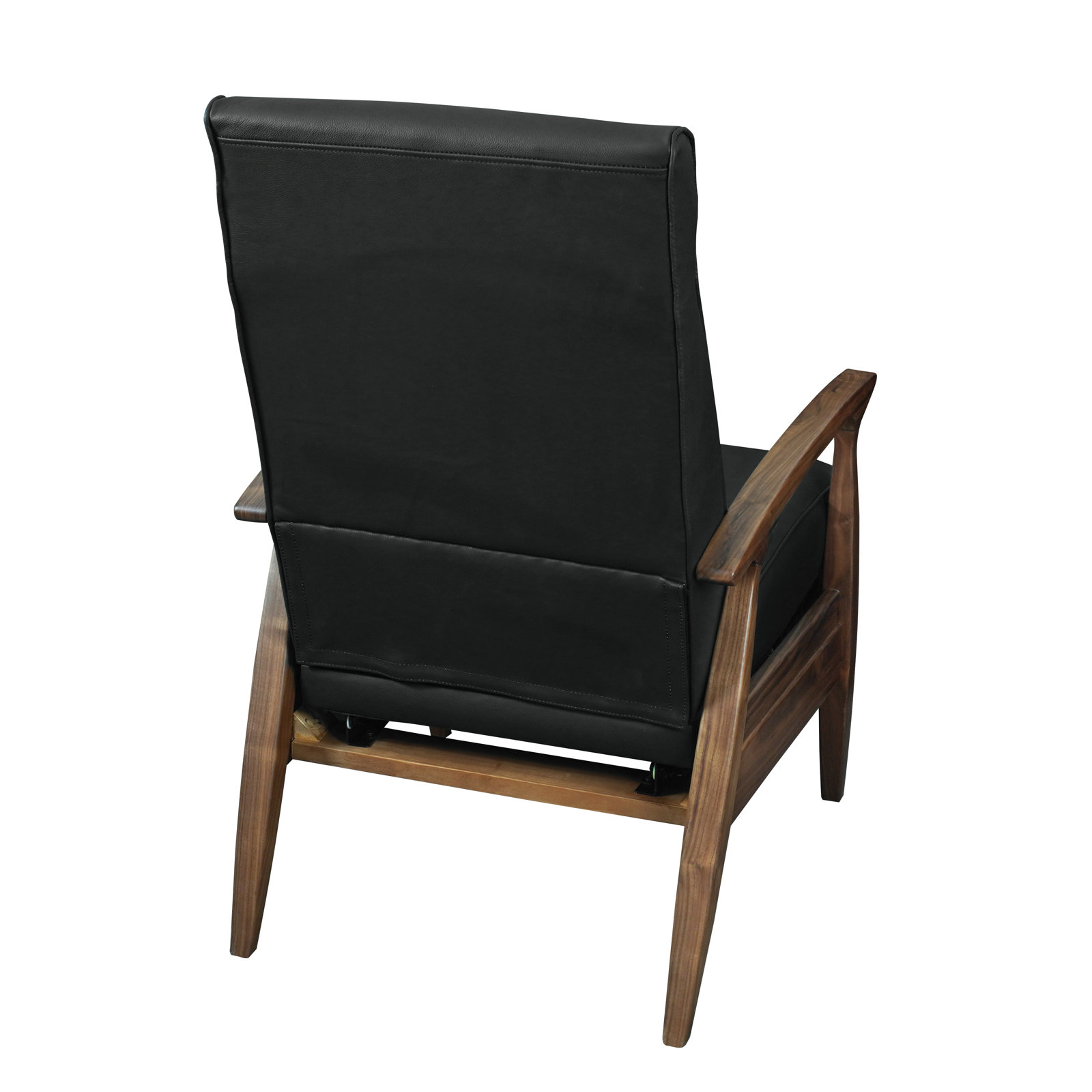 Piedmont Leather Recliner, Black, Walnut Wood