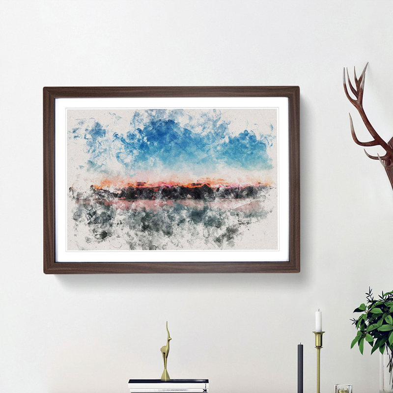 Fuchsia Sky Above the Mountains - Framed Print, Walnut Framed, 33cm H x 45cm W x 2cm D