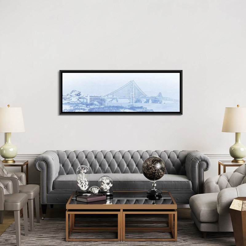 «Golden Gate Bridge, San Francisco, San Francisco County, California, USA», impression sur toile, Toile avec cadre noir