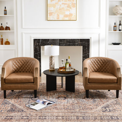 Ensemble de 2 fauteuils club en similicuir touffeté large Oscar