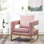 Chaise moderne rembourrée en velours rose avec des carrés découpés et un support stable rose, métal-1694859356