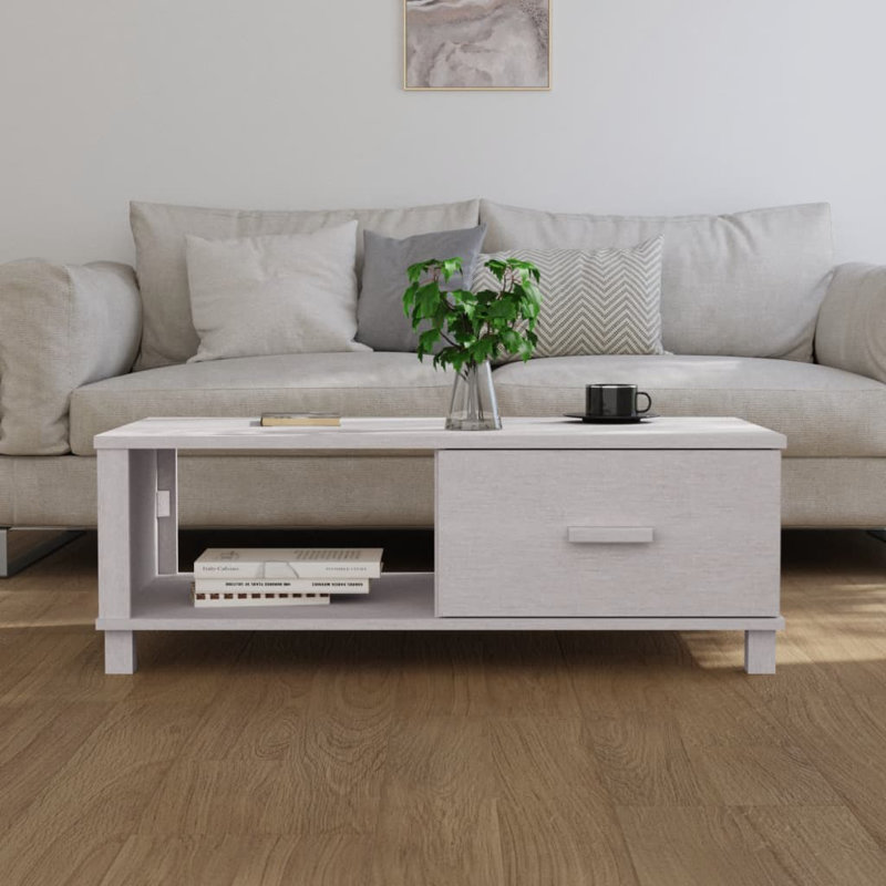 Table basse Table basse moyenne en bois de pin massif et panneau de fibres à densité moyenne