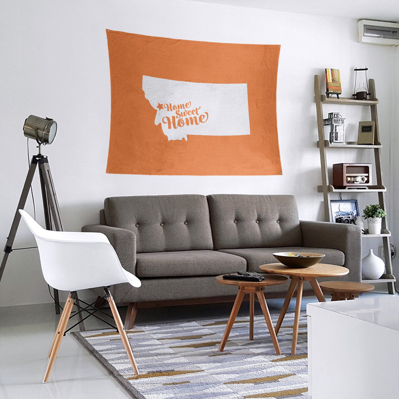 Tapisserie Home Sweet Missoula, H 27,5 po x l 37,5 po, Orange