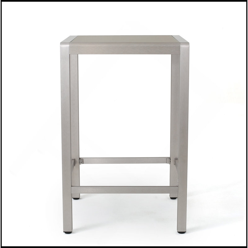 43 Inch Outdoor Aluminum Frame Bar Table With Top, Weather-Resistant And Durable For Patio Use