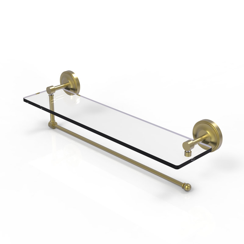 Alcott Bracket Shelf with Towel Bar, Satin Brass