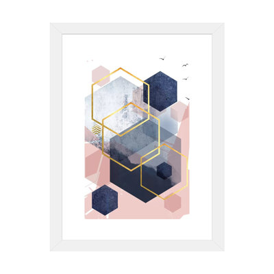 «Abstract Navy Blush Gold I» par Urban Epiphany - impression d'art graphique