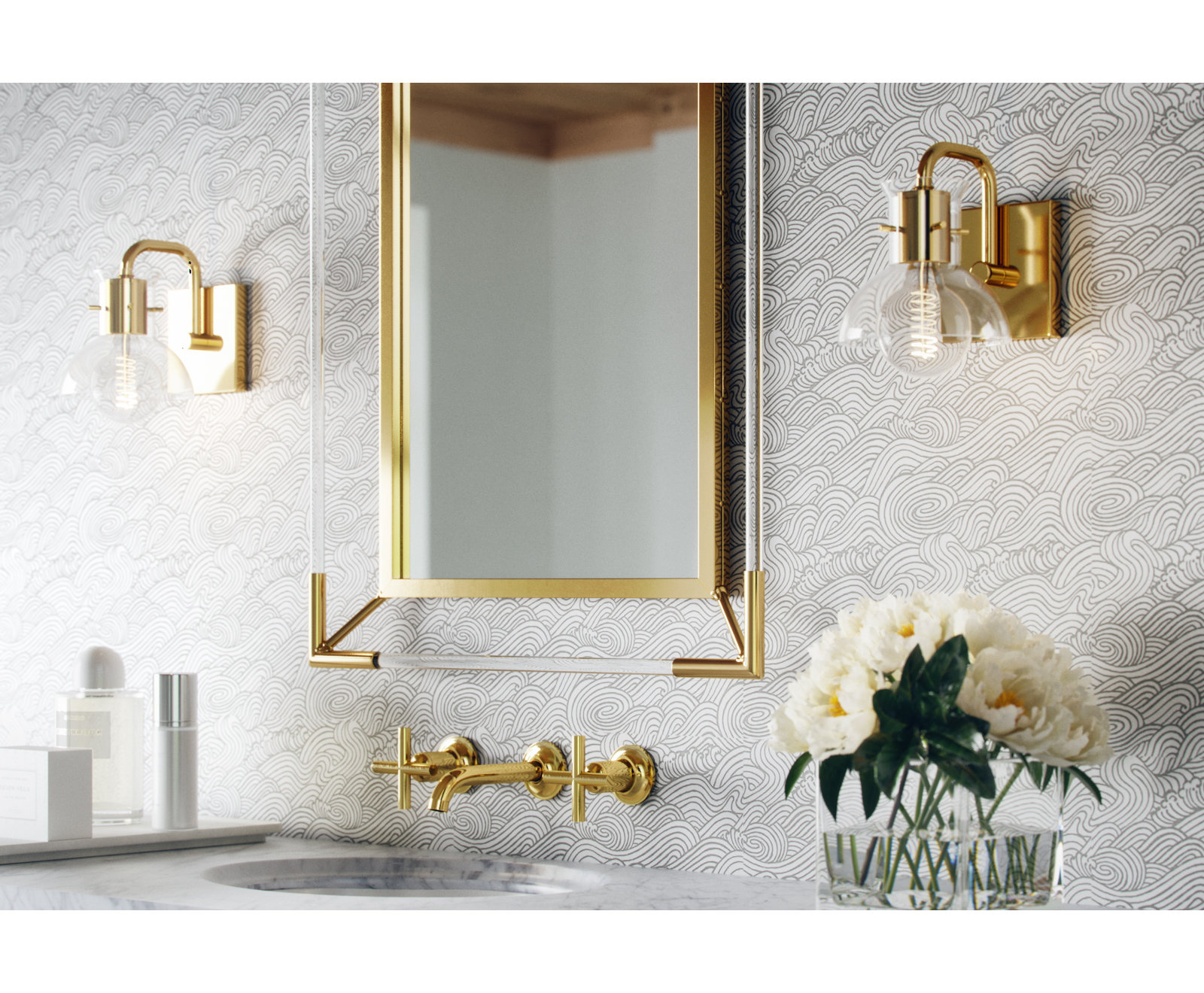 Luke Single Transparent Dimmable Bath Sconce, Aged Brass