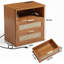 Table de chevet en rotin de 23 po avec station de charge, table de chevet en bois avec deux tiroirs et tablette ouverte, armoire de rangement bohémienne pour chambre à coucher et salon-2081779821