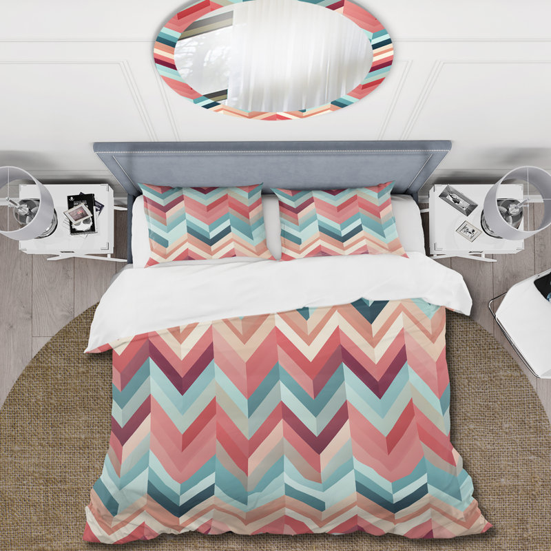 Modern Chic Chevron Pattern I Duvet Cover, King Duvet Cover + 2 King Shams