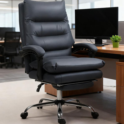 Fauteuil de bureau en microfibre à massage inclinable et chauffant, gris foncé