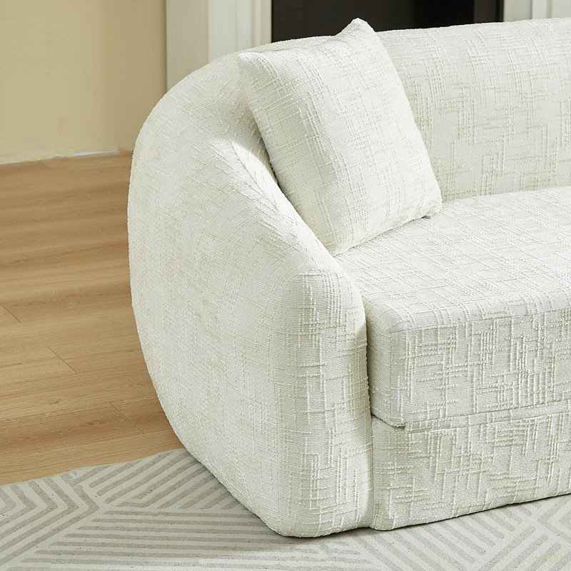 Canapé inclinable convertible incurvé de 87 pouces, canapé-lit 2 en 1 escamotable, avec base coulissante et siège profond, comprend deux coussins, fauteuil inclinable en chenille, aucun assemblage requis