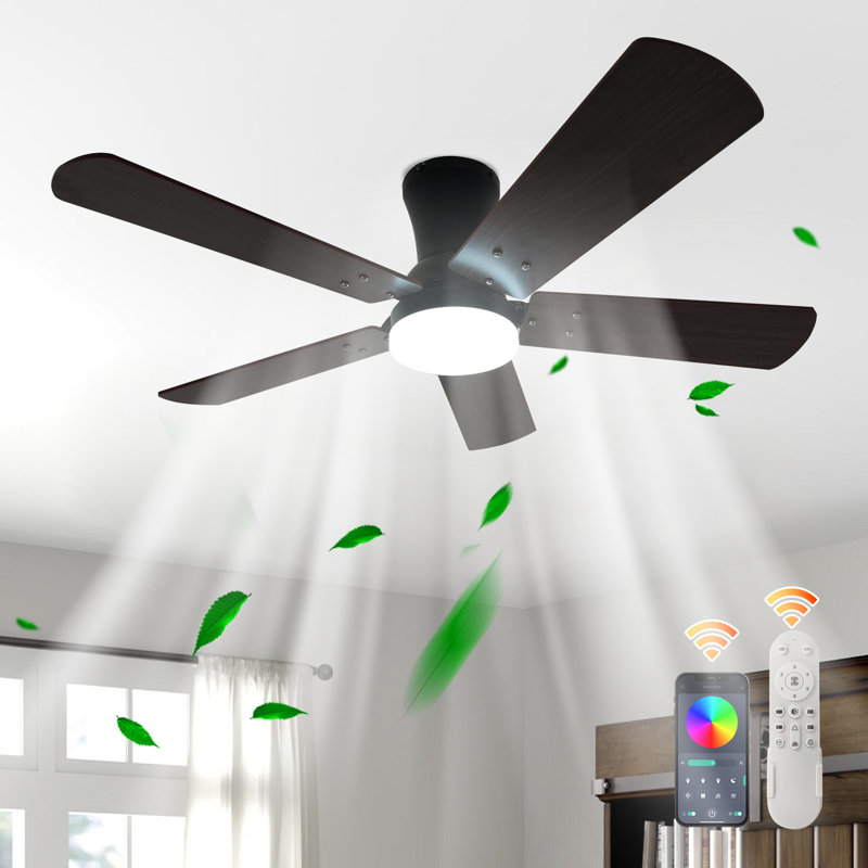42" 5 - Blade  Dimmable RGB Reversible LED Ceiling Fan with Light Kit and Remote Control