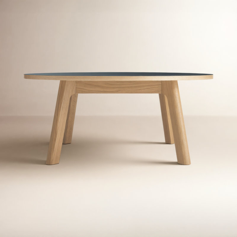 Apt Coffee Table, Navy Green Top/White Oak Base