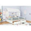 Lit plateforme simple avec deux tiroirs pour lits partagés, combinaison de 2 lits simples côte à côte-263052804