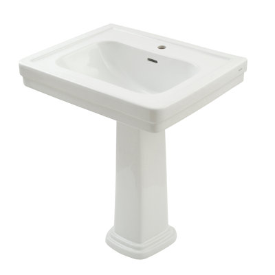 Promenade® 21" Tall Vitreous China Rectangular Pedestal Bathroom Sink with Overflow